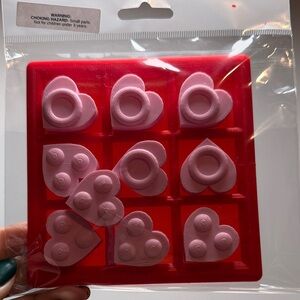 Pink Heart 3d printed Tic Tac Toe on Red Tray